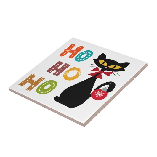 黒猫とホーホー文字デザイン タイル (側面)