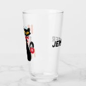 黒猫とホーホー文字デザイン タンブラーグラス (左)