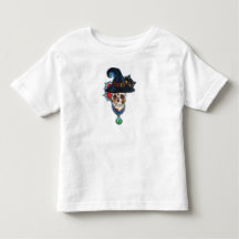 黒猫とポーションの入った怖い魔女のドクロのトドラーTシャツ