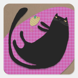 黒猫とマウス スクエアシール