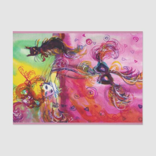 黒猫とマスクの女性/ベネチアンマスカレード 薄葉紙 (正面)