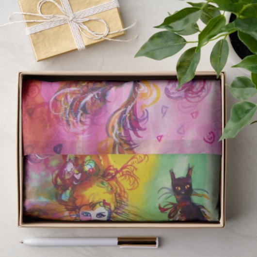 黒猫とマスクの女性 / ヴェネツィアの仮面舞踏会 薄葉紙 (ギフト)