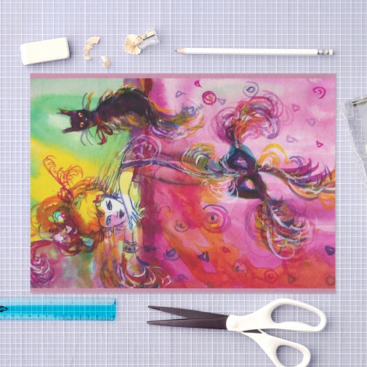 黒猫とマスクの女性 / ヴェネツィアの仮面舞踏会 薄葉紙 (クラフト)