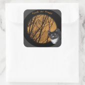 黒猫とムーンハロウィンをトリックまたは治療 スクエアシール (バッグ)