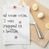 黒猫とワインおもしろい引用文を救った キッチンタオル (四つ折り)