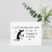 黒猫とワインおもしろい引用文を救った ポストカード (スタンド正面)