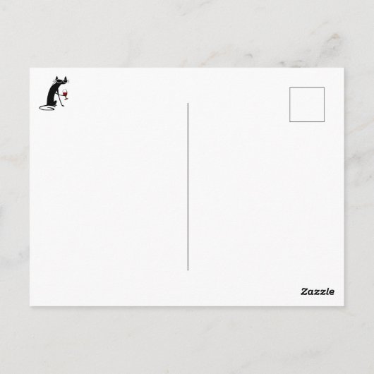 黒猫とワインおもしろい引用文を救った ポストカード (裏面)