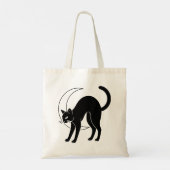 黒猫と三日月の線画 トートバッグ (裏面)