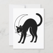 黒猫と三日月の線画