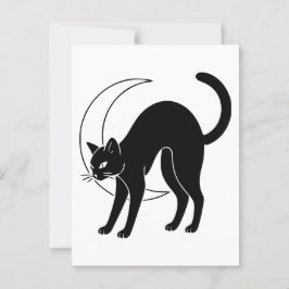 黒猫と三日月の線画 ポストカード