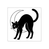 黒猫と三日月の線画 ラバースタンプ (インプリント)