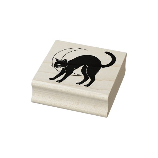 黒猫と三日月の線画 ラバースタンプ (スタンプ)