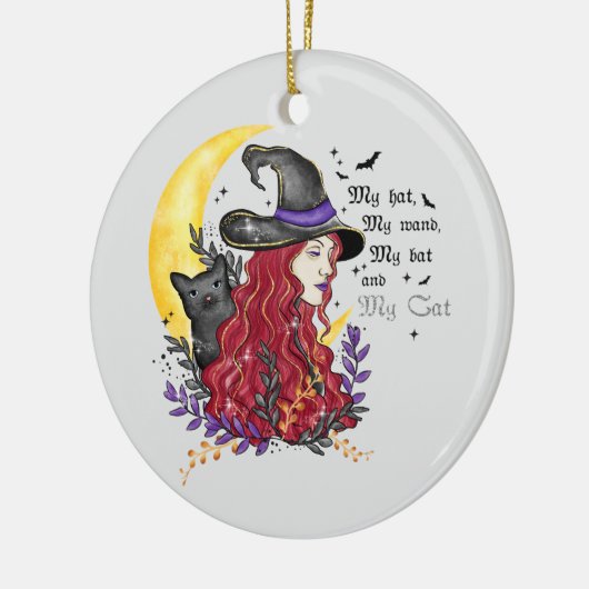 黒猫と三日月の魔女 セラミックオーナメント (左)
