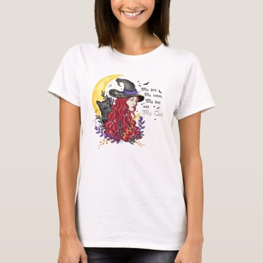 黒猫と三日月の魔女 Tシャツ (正面)