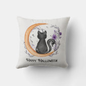 黒猫と三日月ハッピーハローウィン クッション (裏面)