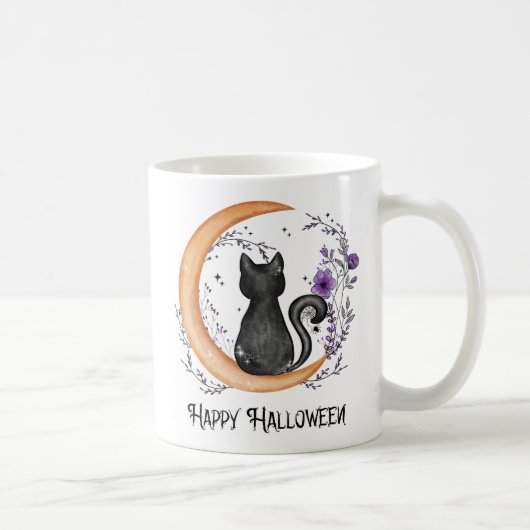 黒猫と三日月ハッピーハローウィン コーヒーマグカップ (右)