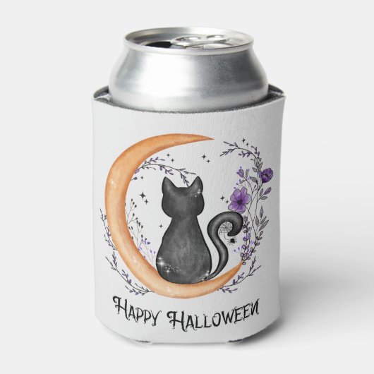 黒猫と三日月ハッピーハローウィン 缶クーラー (缶正面)
