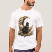 黒猫と三日月 Tシャツ (正面)