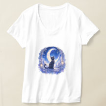 黒猫と三日月Tシャツ