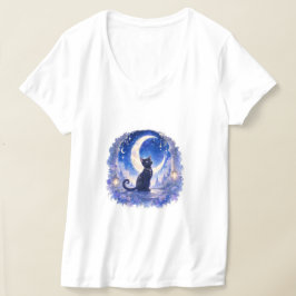 黒猫と三日月Tシャツ Tシャツ