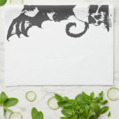 黒猫と化け物の翼-背面の色を選ぶ キッチンタオル (折り畳み)