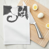 黒猫と化け物の翼-背面の色を選ぶ キッチンタオル (四つ折り)