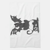 黒猫と化け物の翼-背面の色を選ぶ キッチンタオル (縦)