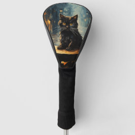 黒猫と夜のカフェ ゴルフヘッドカバー