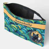 黒猫と天月プリントアクセサリーポーチ アクセサリーポーチ (見開き)