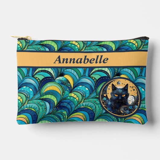 黒猫と天月プリントアクセサリーポーチ アクセサリーポーチ (正面)