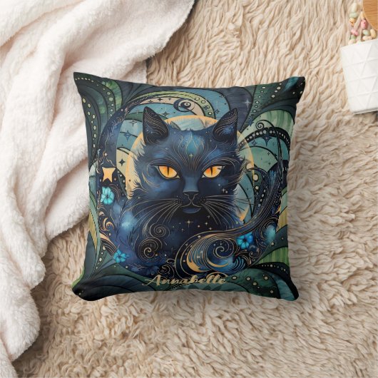 黒猫と天月装飾用クッション。 クッション (ブランケット)