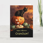 黒猫と孫のハロウィン カード (正面)