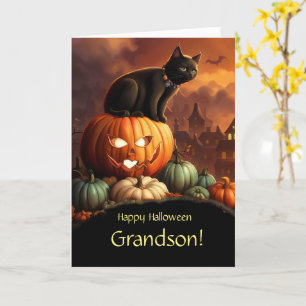 黒猫と孫のハロウィン カード