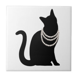 黒猫と宝石　タイル タイル