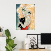 黒猫と少女のポスター印刷 ポスター (ホームオフィス)