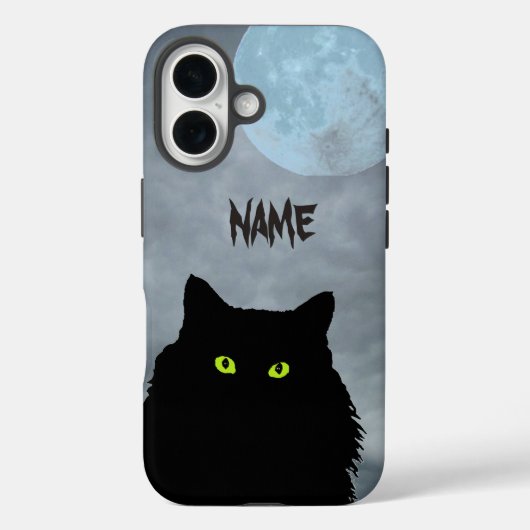 黒猫と月のケースメイト三星ガラックス Case-Mate iPhoneケース (裏面)