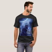 黒猫と月の光の男性 Tシャツ (正面フル)