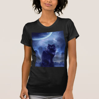 黒猫と月柄の女性向けTシャツ Tシャツ