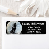 黒猫と月 ラベル (インサイチュ)