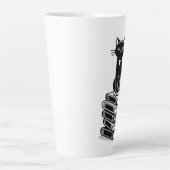 黒猫と本 – ミニマルデザイン カフェラテマグ (正面)