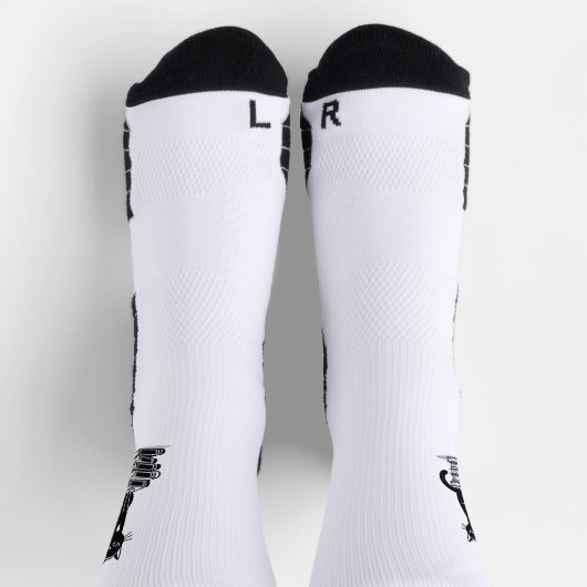 黒猫と本 – ミニマルデザイン ソックス (上部)