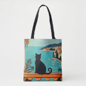 黒猫と海 トートバッグ (正面)