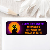 黒猫と満月 ラベル (インサイチュ)