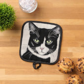 黒猫と猫 鍋敷き (トップダウン)