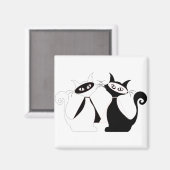黒猫と白すごい猫 マグネット (正面/裏面)