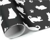黒猫と白猫と足の紋様 ラッピングペーパー (ロールコーナー)