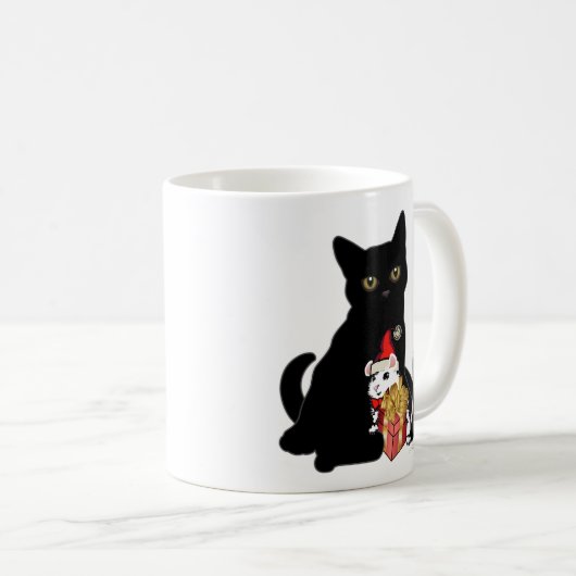 黒猫と白猫のクリスマス コーヒーマグカップ (正面右)