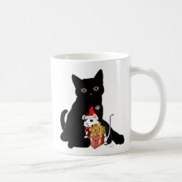 黒猫と白猫のクリスマス コーヒーマグカップ
