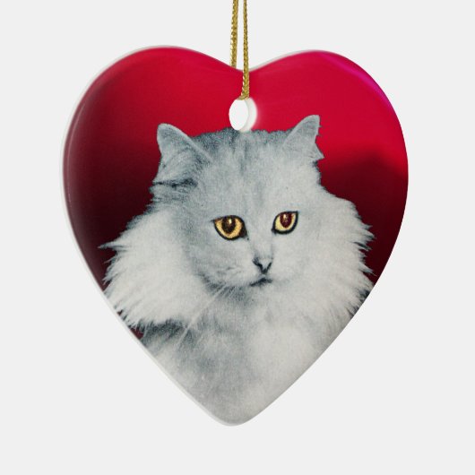 黒猫と白猫のハート セラミックオーナメント (右)