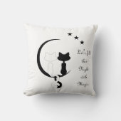 黒猫と白猫の月に星を付ける魔法 クッション (正面)